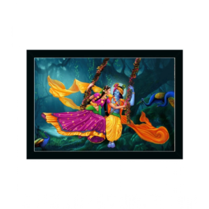 Generic Radha Krishna Painting with Synthetic Photo Frame (Multicolor)