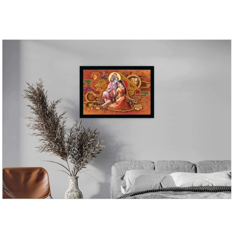 Generic Radha Krishna Painting with Synthetic Photo Frame (Multicolor) - Image 2