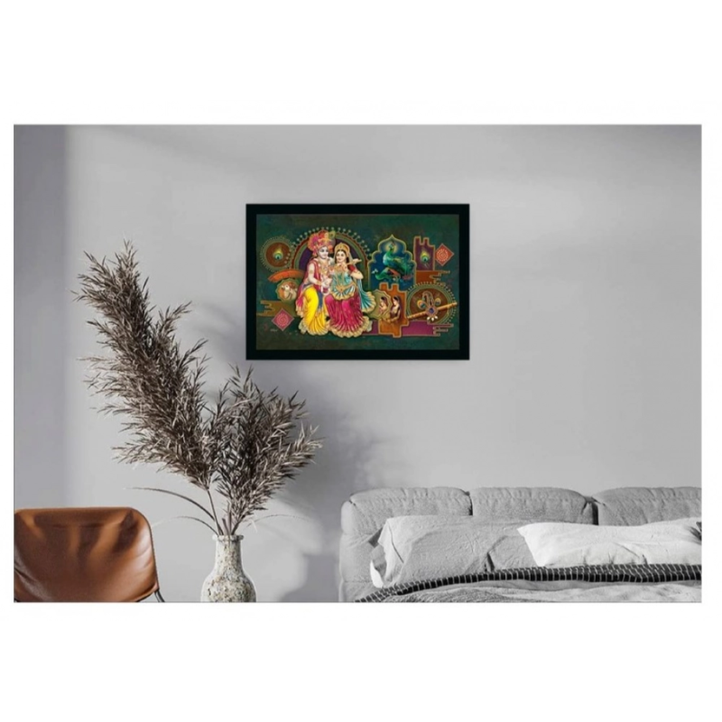 Generic Radha Krishna Painting with Synthetic Photo Frame (Multicolor) - Image 2