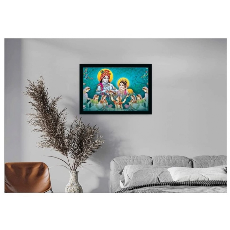 Generic Radha Krishna Painting with Synthetic Photo Frame (Multicolor) - Image 2