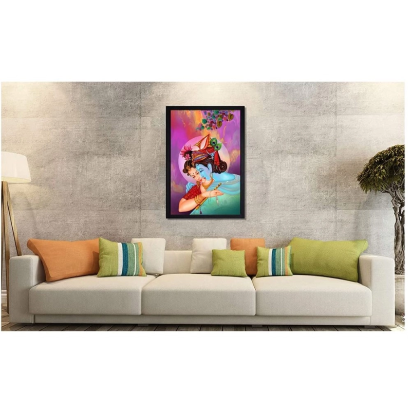 Generic Radha Krishna Painting with Synthetic Photo Frame (Multicolor) - Image 2