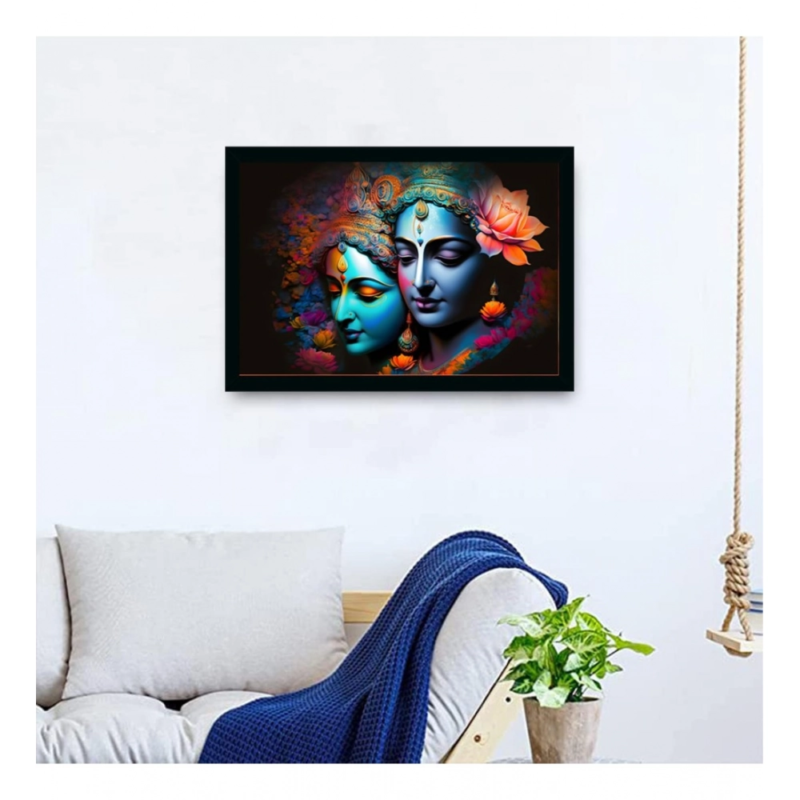 Generic Radha Krishna Painting with Synthetic Photo Frame (Multicolor) - Image 2