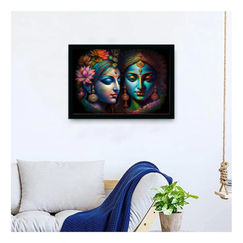 Generic Radha Krishna Painting with Synthetic Photo Frame (Multicolor) - Image 2