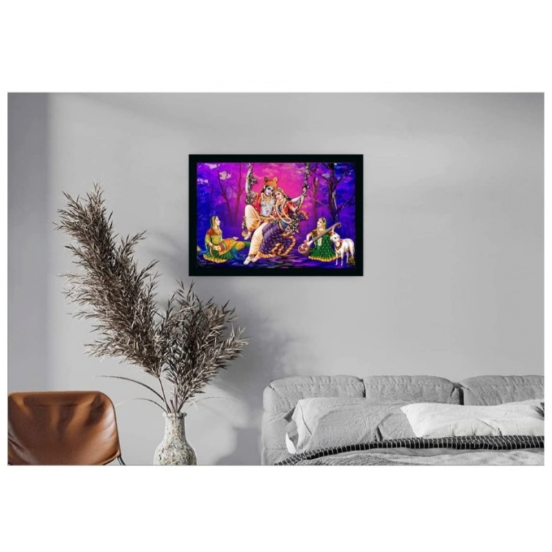Generic Radha Krishna Painting with Synthetic Photo Frame (Multicolor) - Image 2