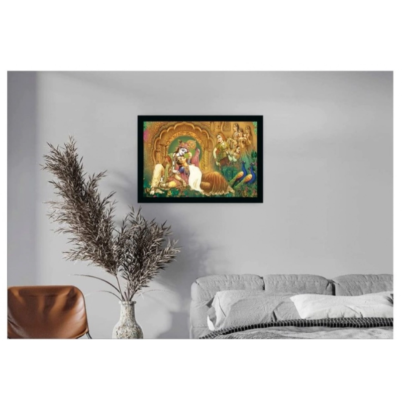 Generic Radha Krishna Painting with Synthetic Photo Frame (Multicolor) - Image 2