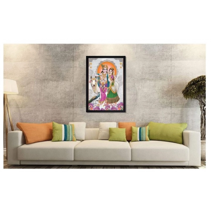Generic Radha Krishna Painting with Synthetic Photo Frame (Multicolor) - Image 2
