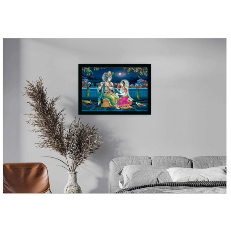 Generic Radha Krishna Painting with Synthetic Photo Frame (Multicolor) - Image 2