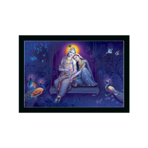 Generic Radha Krishna Painting with Synthetic Photo Frame (Multicolor)