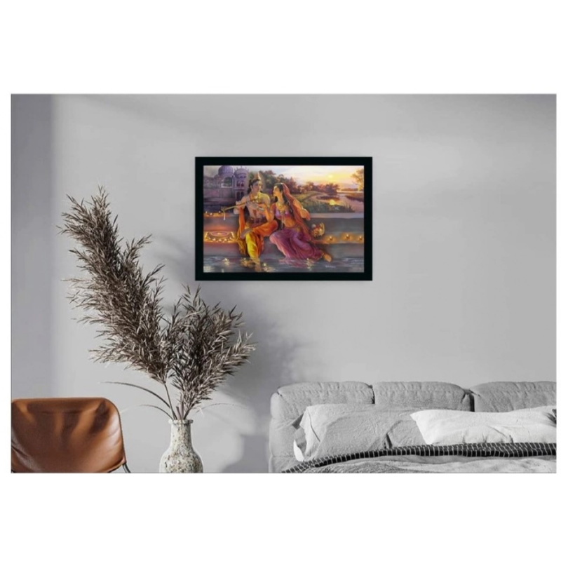 Generic Radha Krishna Painting with Synthetic Photo Frame (Multicolor) - Image 2