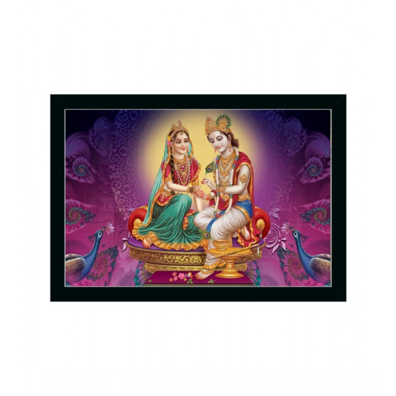 Generic Radha Krishna Painting with Synthetic Photo Frame (Multicolor)
