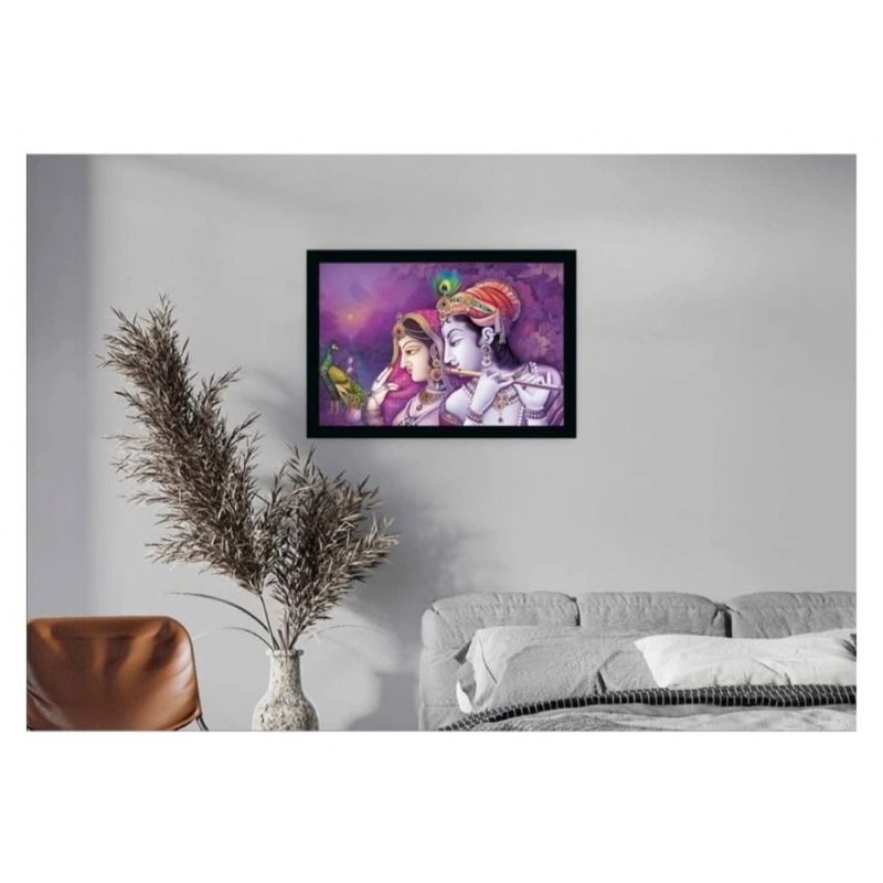 Generic Radha Krishna Painting with Synthetic Photo Frame (Multicolor) - Image 2
