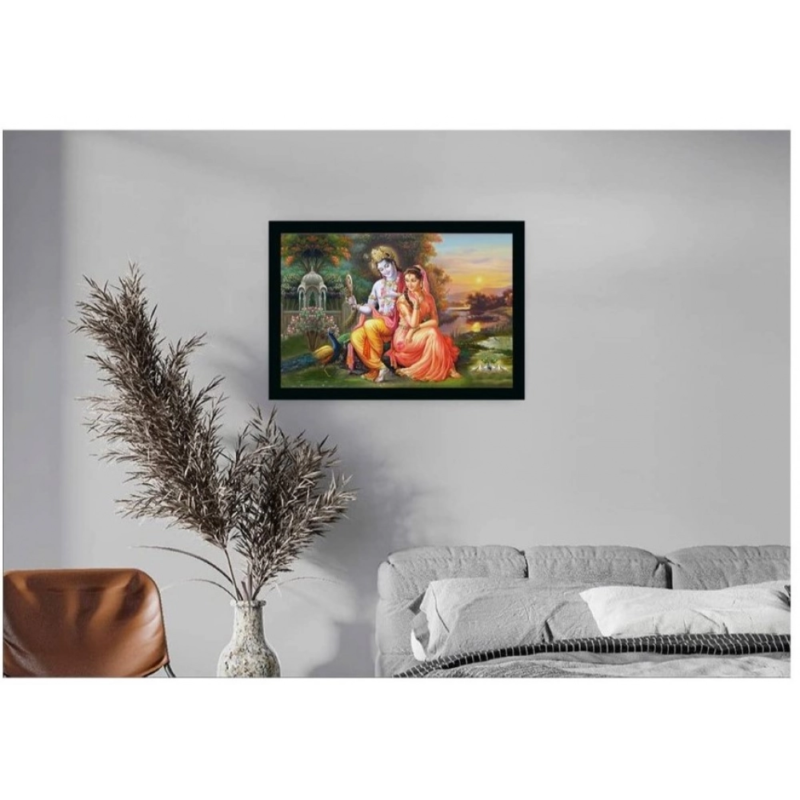 Generic Radha Krishna Painting with Synthetic Photo Frame (Multicolor) - Image 2