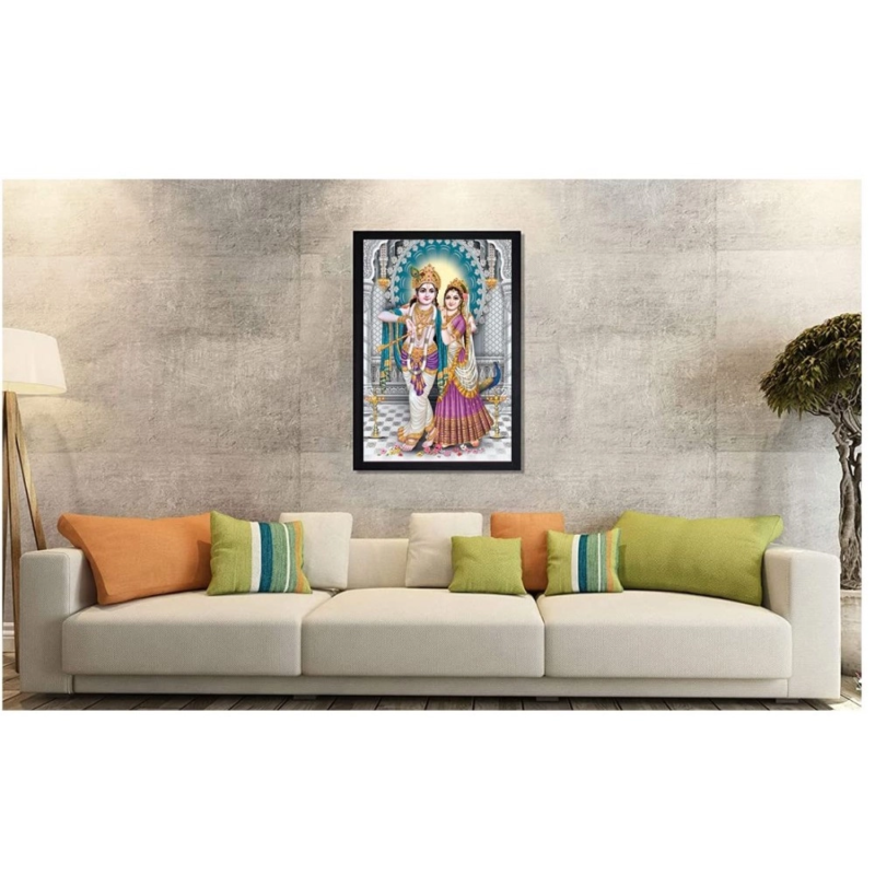 Generic Radha Krishna Painting with Synthetic Photo Frame (Multicolor) - Image 2