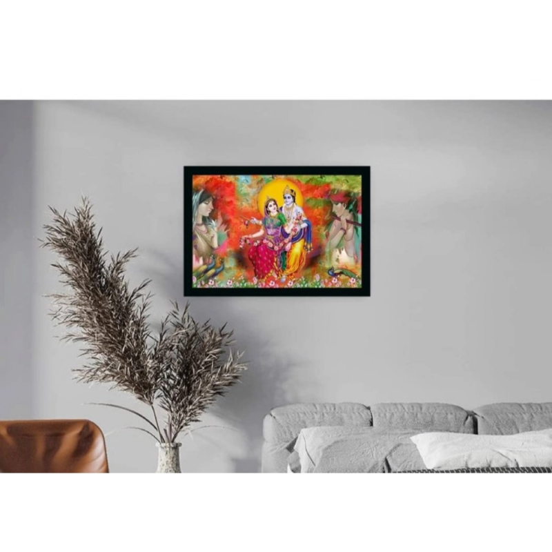 Generic Radha Krishna Painting with Synthetic Photo Frame (Multicolor) - Image 2