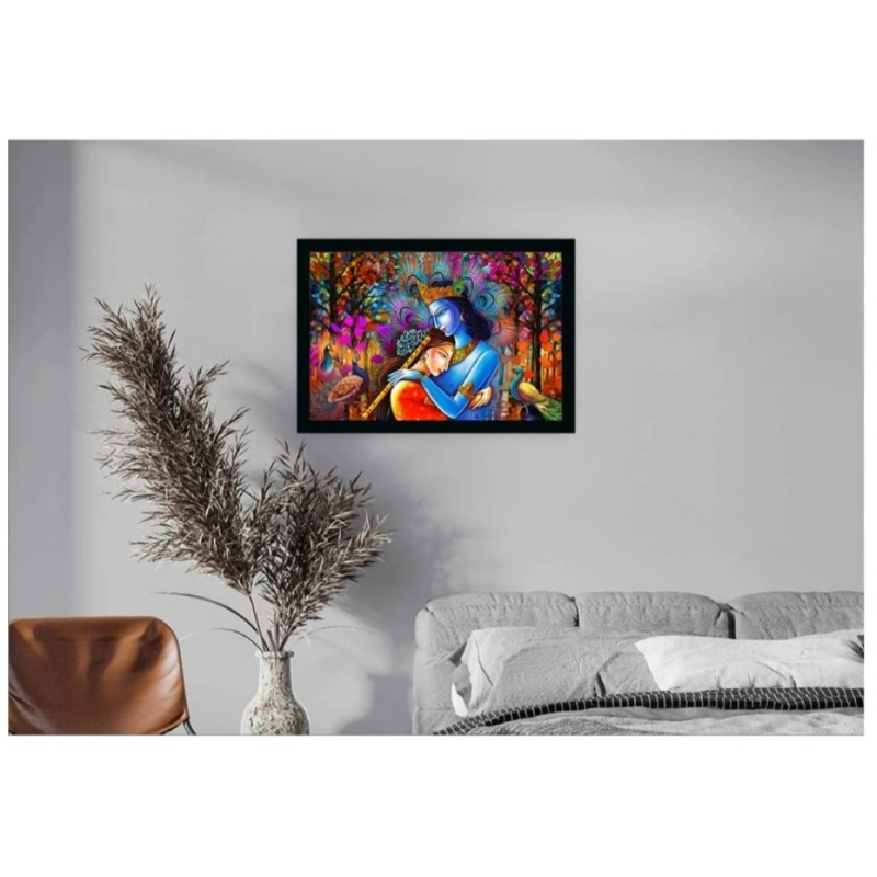 Generic Radha Krishna Painting with Synthetic Photo Frame (Multicolor) - Image 2