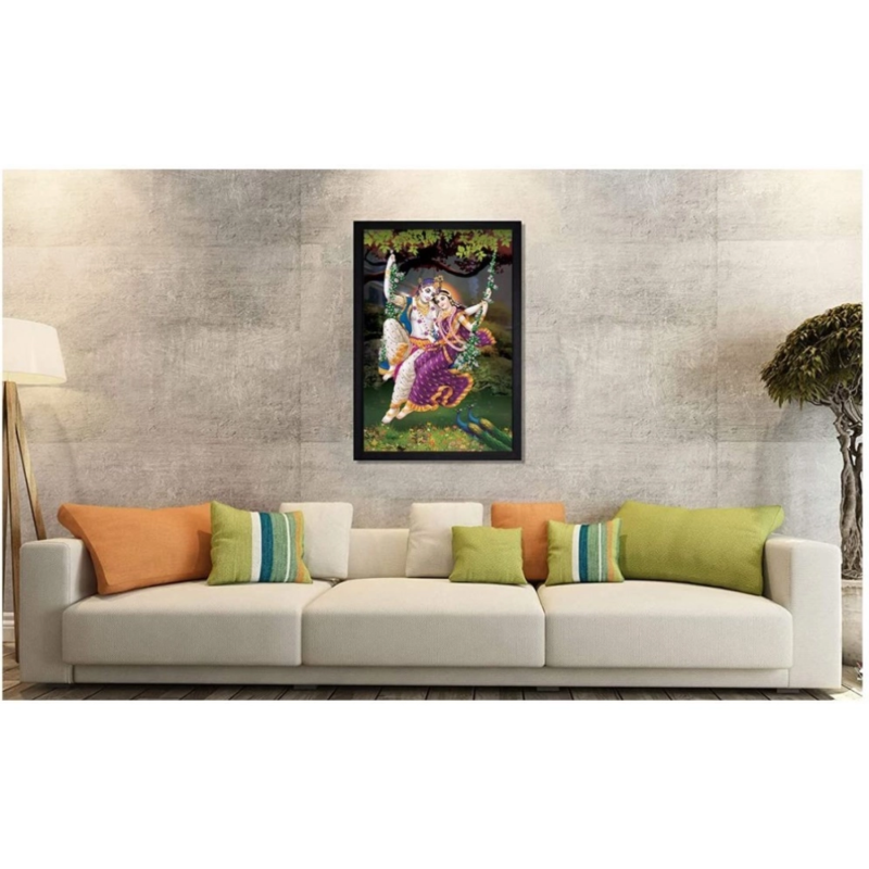 Generic Radha Krishna Painting with Synthetic Photo Frame (Multicolor) - Image 2