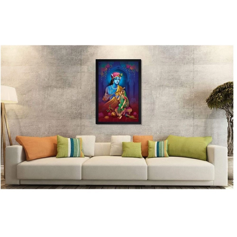 Generic Radha Krishna Painting with Synthetic Photo Frame (Multicolor) - Image 2