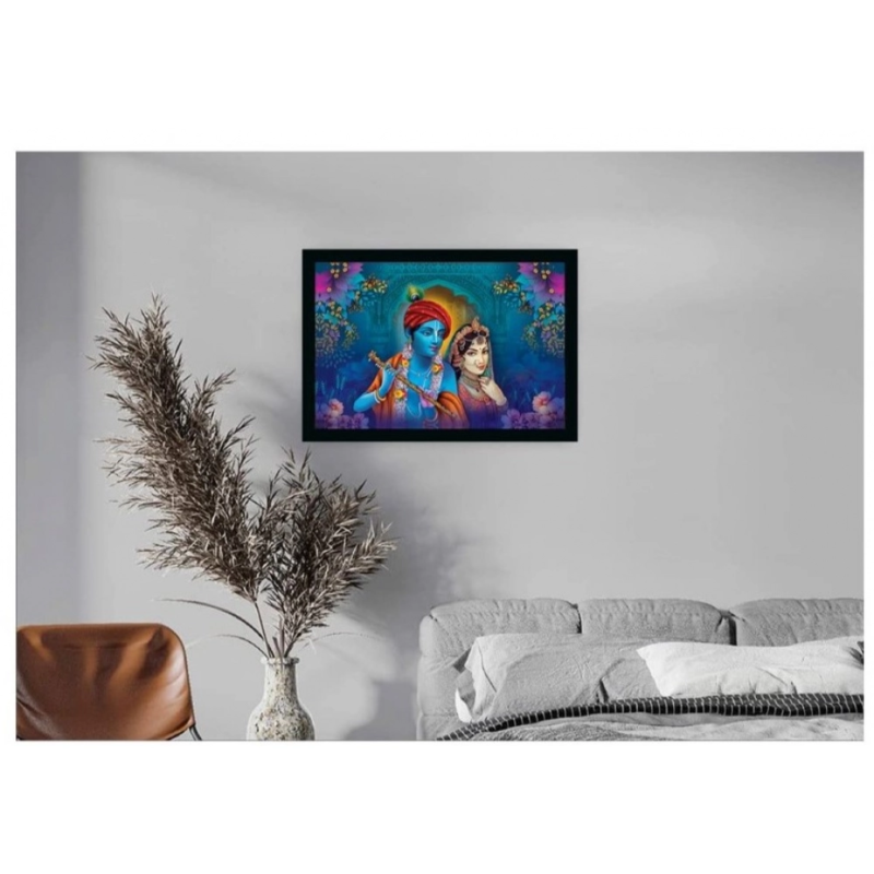 Generic Radha Krishna Painting with Synthetic Photo Frame (Multicolor) - Image 2