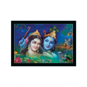 Generic Radha Krishna Painting with Synthetic Photo Frame (Multicolor)