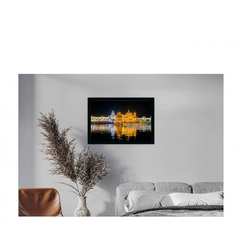 Generic Golden Temple Painting with Synthetic Photo Frame (Multicolor) - Image 2
