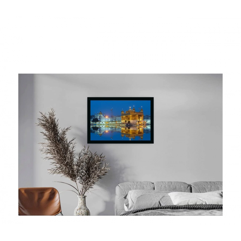 Generic Golden Temple Painting with Synthetic Photo Frame (Multicolor) - Image 2