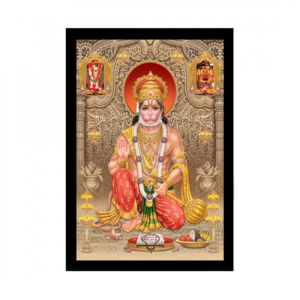 Generic Lord Hanuman Ji Painting with Synthetic Photo Frame (Multicolor)