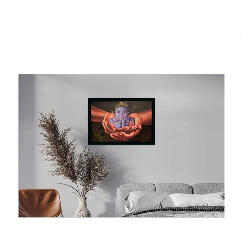 Generic Radha Krishna Painting with Synthetic Photo Frame (Multicolor) - Image 2