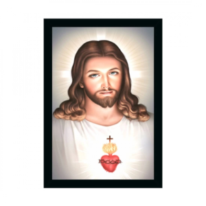 Generic Lord Jesus Christ Painting with Synthetic Photo Frame (Multicolor)