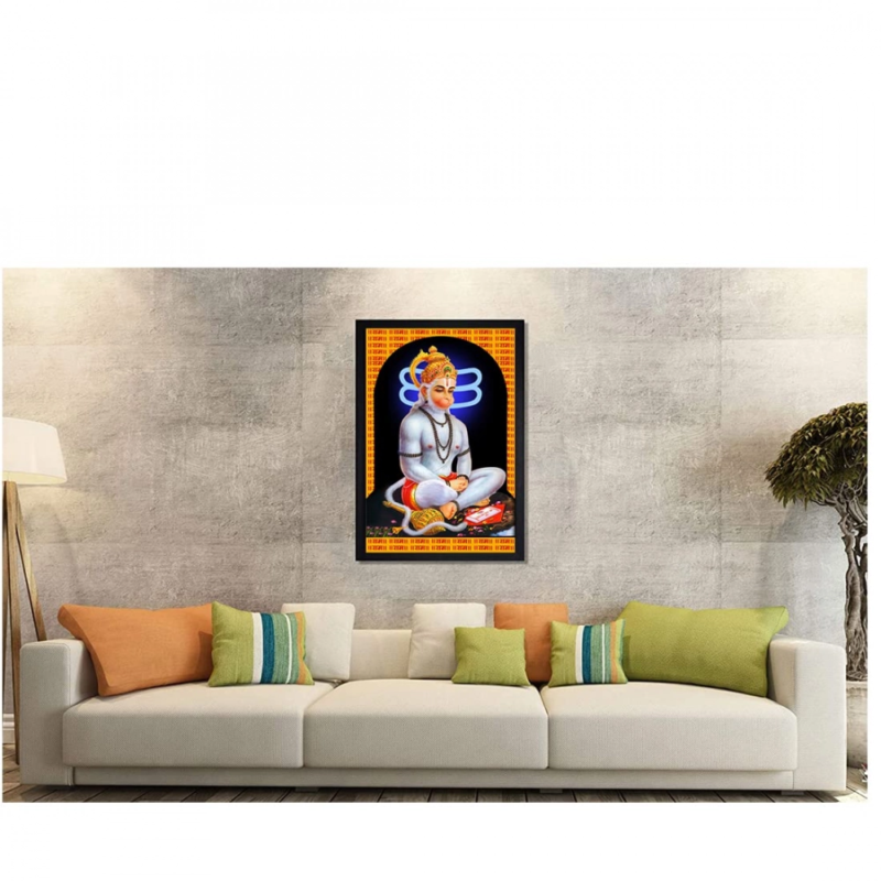 Generic Lord Hanuman Ji Painting with Synthetic Photo Frame (Multicolor) - Image 2