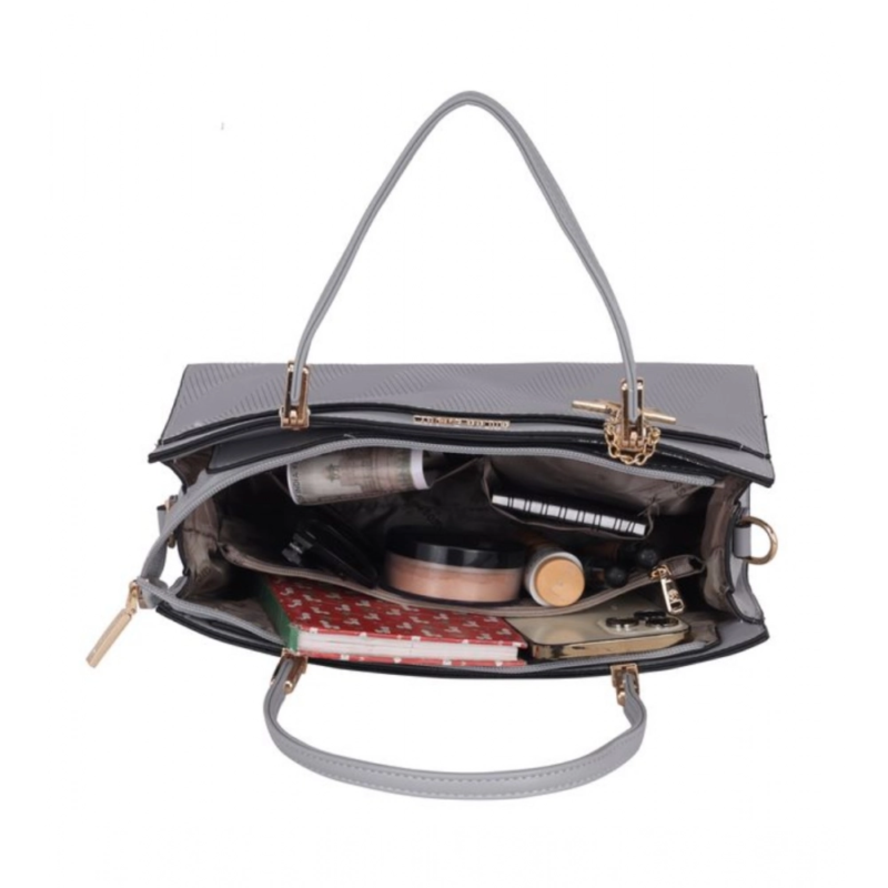 Generic Women's Faux Leather Textured?Adjustable?Long?Belt Handbag (Grey) - Image 2