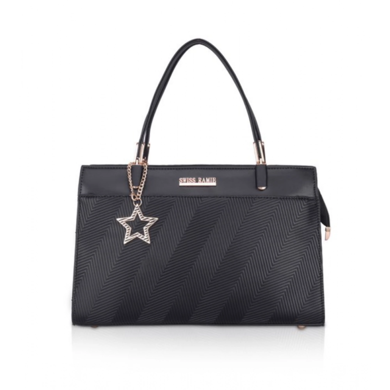 Generic Women's Faux Leather Textured?Adjustable?Long?Belt Handbag (Black)