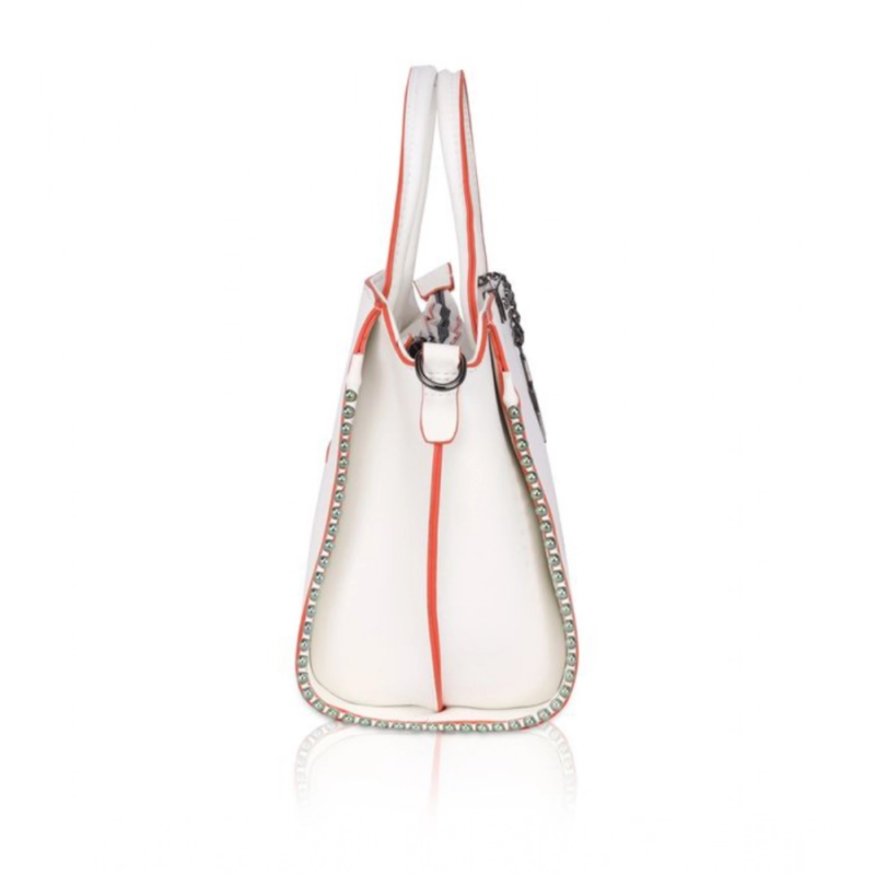 Generic Women's Faux Leather Metal Beads Handbag (White) - Image 5