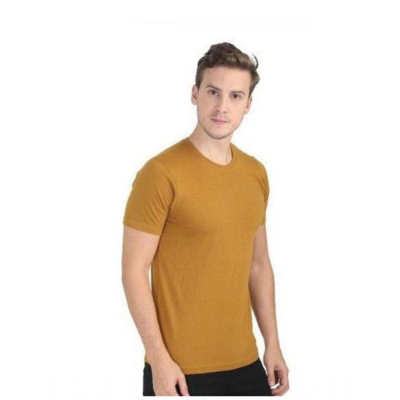 Generic Men's?Casual Short Sleeves Cotton Round Neck T-shirt (Mustard)