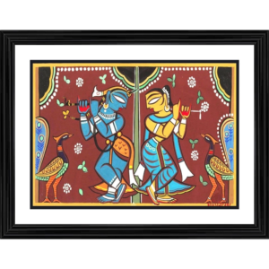 Generic Radha Krishna Painting With Wood Photo Frame (Multicolor)