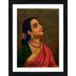 Generic Maharashtrian Woman 1891 Painting With Wood Photo Frame (Multicolor)