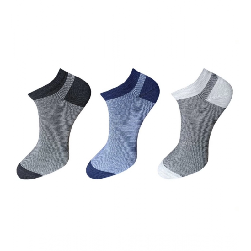 Generic 3_Pair Set Unisex Casual Cotton Striped Ankle Length Socks (Multicolor)