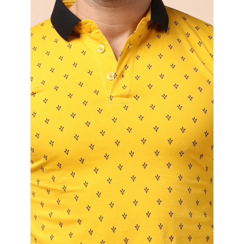 Generic Men's Casual Cotton Printed Polo Neck Half Sleeve T-Shirt (Yellow) - Image 6