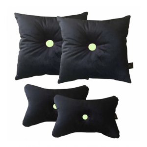 Generic Pack Of_4 Polyester Solid Car Pillow Sets (Black & Yellow, Size: 12x12 In)