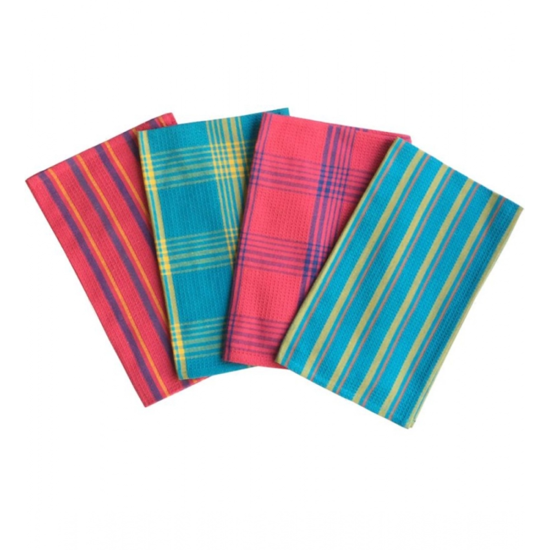 Generic Pack Of_4 Cotton Checkered Kitchen Towel Sets (Multicolor, Size:?15x25 In)