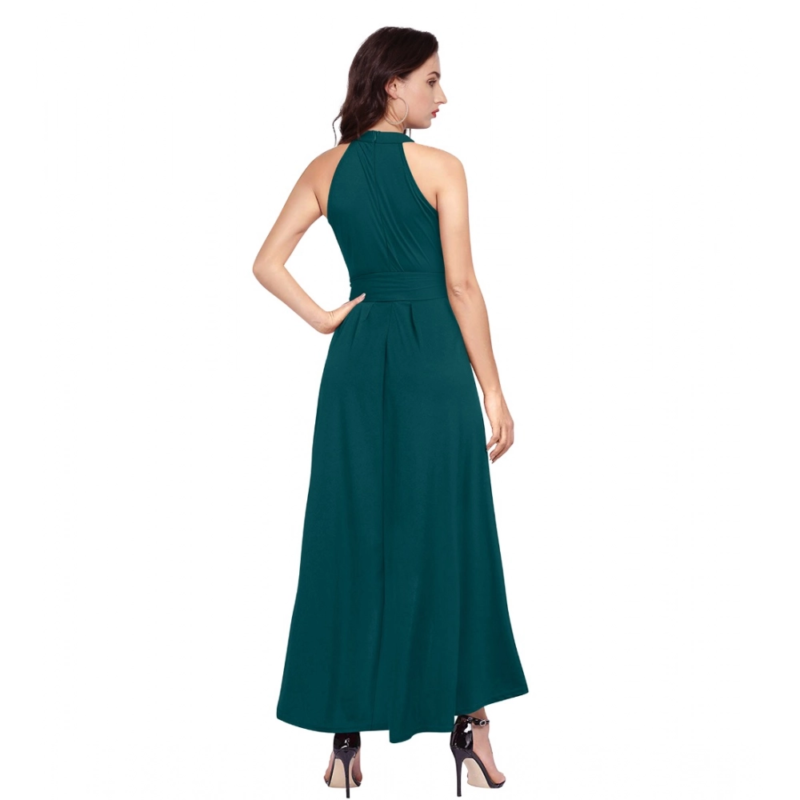 Generic Women's Polyster Solid Halter Neck Sleeveless Dress (Morpichh) - Image 2