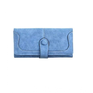 Generic Women's Faux Leather Medium Snap Button Wallet (Blue)