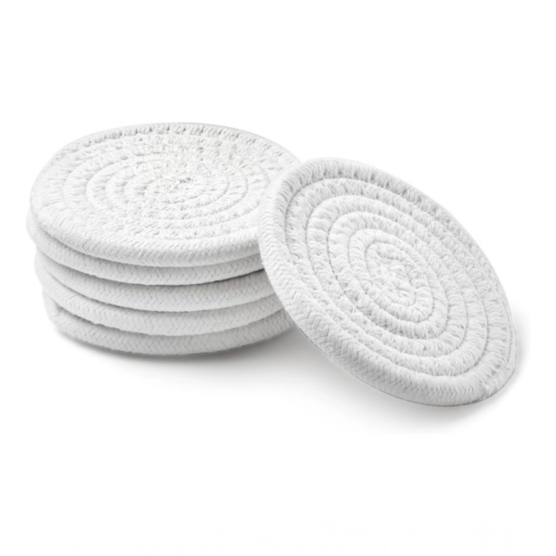 Generic Cotton Rope Drink Coasters 6 Pcs Set (White) - Image 2