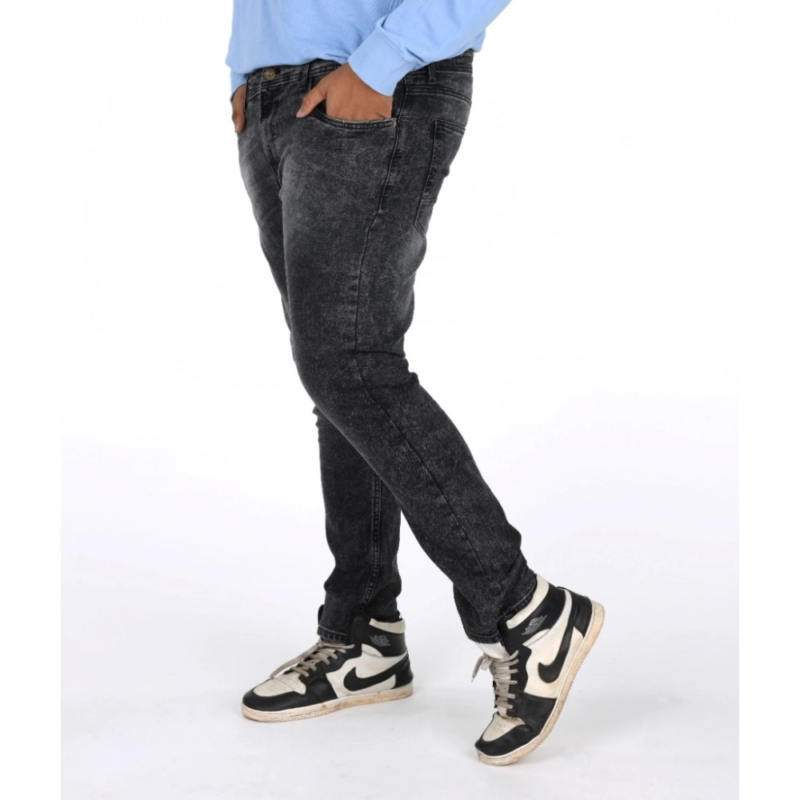 Generic Men's Cotton Blended Solid Plus Size Jeans (Grey) - Image 4