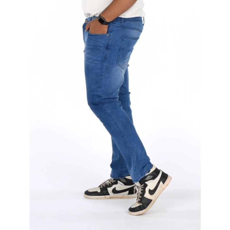 Generic Men's Cotton Blended Solid Plus Size Jeans (Blue) - Image 3