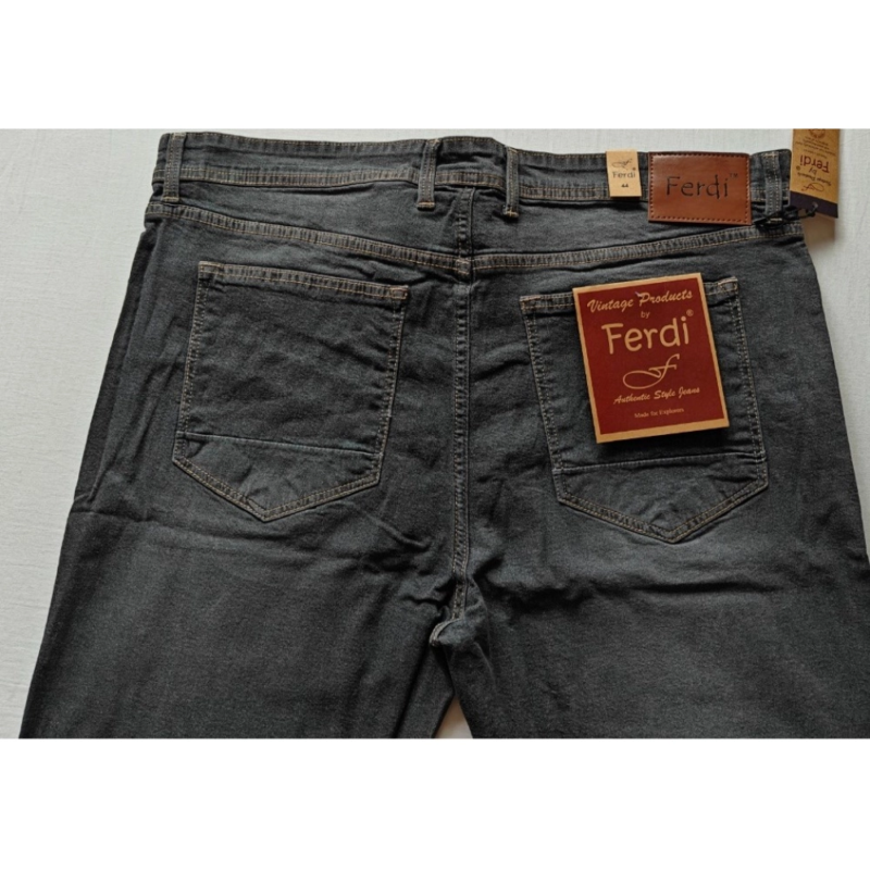 Generic Men's Cotton Blended Solid Plus Size Jeans (Dark Grey) - Image 3