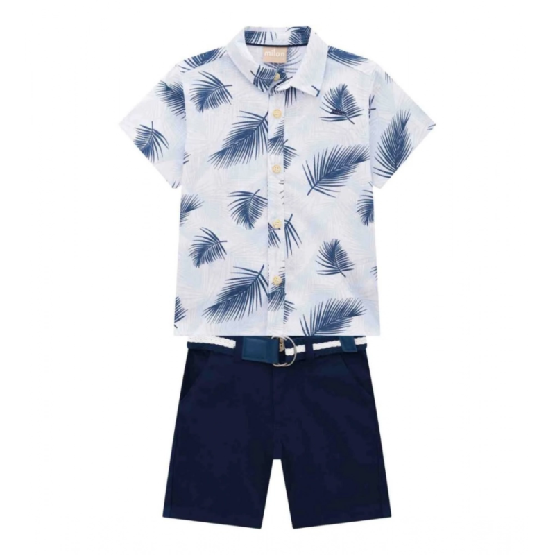 Generic Kid's Lycra Printed Casual wear Shirt And Shorts Set (SkyBlue) - Image 3