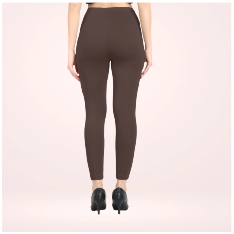 Generic Women's Cotton Blended Solid Ankle legging (Brown) - Image 4