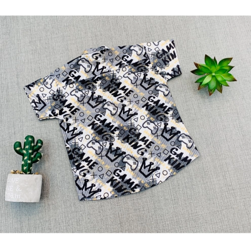 Generic Boy's Cotton Blend Printed Short Sleeve Shirt (MultiColor) - Image 2