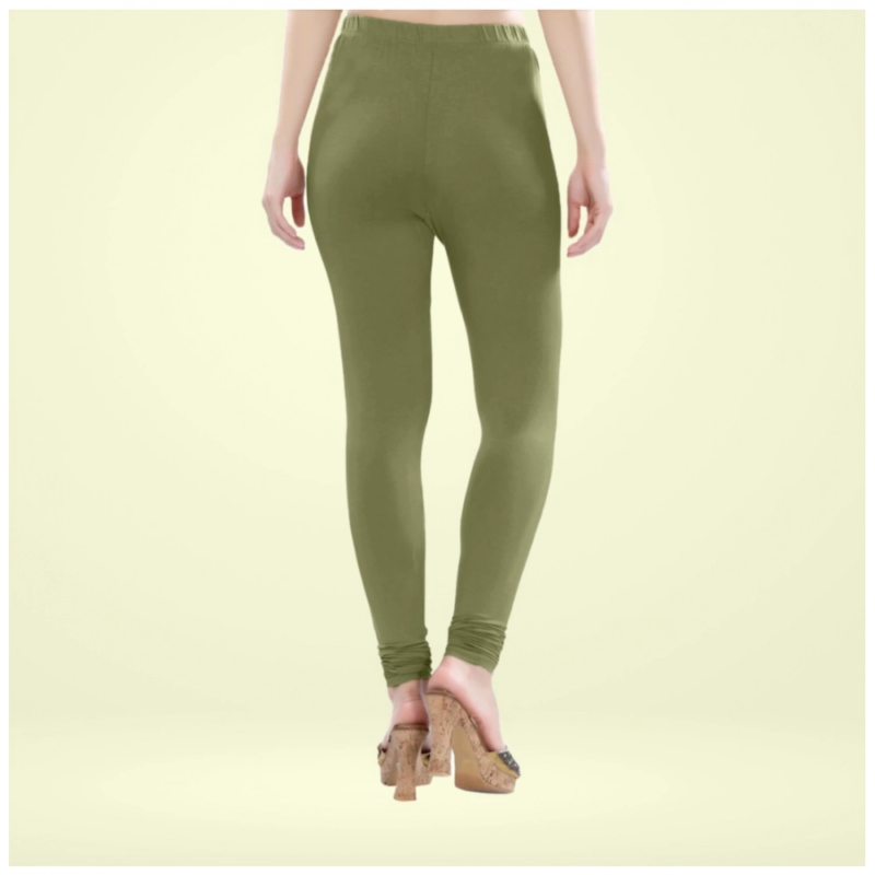 Generic Women's Cotton Blended Solid Churidar leggings (Olive Green) - Image 3