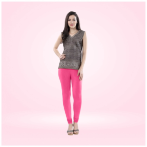 Generic Women's Cotton Blended Solid Churidar leggings (Dark Pink)